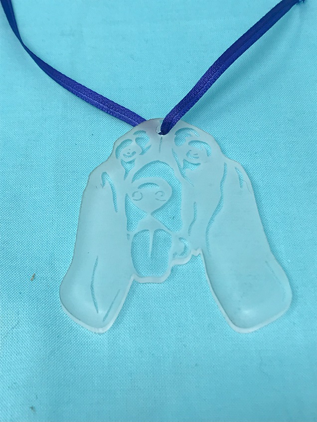 3" Acrylic or Wood Basset Hound Dog with Tongue Ornament